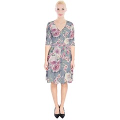 Pink Flower Seamless Design Floral Wrap Up Cocktail Dress by Nexatart