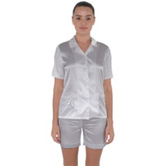 White Background Abstract Light Satin Short Sleeve Pyjamas Set