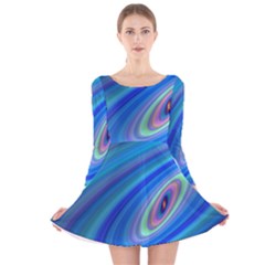 Oval Ellipse Fractal Galaxy Long Sleeve Velvet Skater Dress by Nexatart