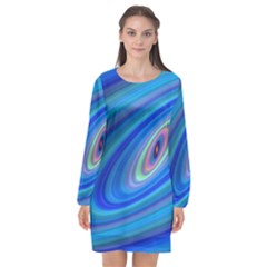 Oval Ellipse Fractal Galaxy Long Sleeve Chiffon Shift Dress  by Nexatart