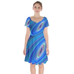 Oval Ellipse Fractal Galaxy Short Sleeve Bardot Dress by Nexatart