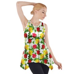 Rose Pattern Roses Background Image Side Drop Tank Tunic