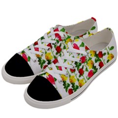 Rose Pattern Roses Background Image Women s Low Top Canvas Sneakers by Nexatart