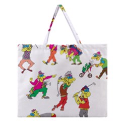 Golfers Athletes Zipper Large Tote Bag by Nexatart