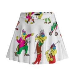 Golfers Athletes Mini Flare Skirt by Nexatart