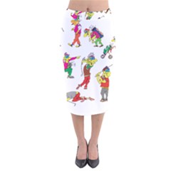 Golfers Athletes Velvet Midi Pencil Skirt by Nexatart