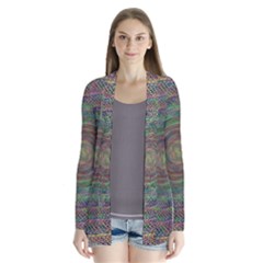 Spiral Spin Background Artwork Drape Collar Cardigan by Nexatart