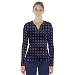 Kaleidoscope Seamless Pattern V-neck Long Sleeve Top by Nexatart