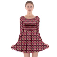 Kaleidoscope Seamless Pattern Long Sleeve Skater Dress