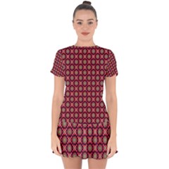 Kaleidoscope Seamless Pattern Drop Hem Mini Chiffon Dress