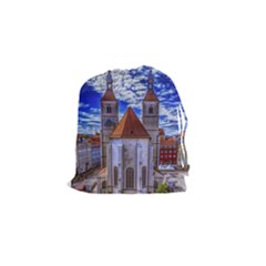 Steeple Church Building Sky Great Drawstring Pouches (small)  by Nexatart