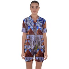 Steeple Church Building Sky Great Satin Short Sleeve Pyjamas Set by Nexatart