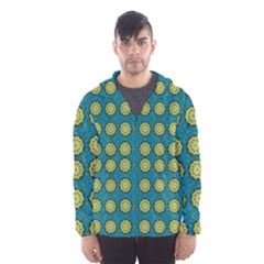 Sunshine Mandalas On Blue Hooded Wind Breaker (men) by pepitasart