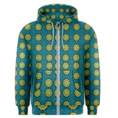 Sunshine Mandalas On Blue Men s Zipper Hoodie by pepitasart