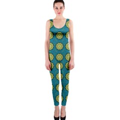 Sunshine Mandalas On Blue Onepiece Catsuit by pepitasart