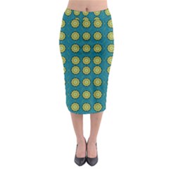 Sunshine Mandalas On Blue Midi Pencil Skirt by pepitasart