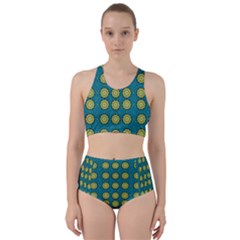 Sunshine Mandalas On Blue Racer Back Bikini Set by pepitasart