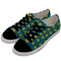 Sunshine Mandalas On Blue Men s Low Top Canvas Sneakers by pepitasart