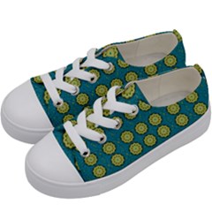 Sunshine Mandalas On Blue Kids  Low Top Canvas Sneakers by pepitasart