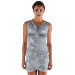 Flower Lace In Decorative Style Wrap Front Bodycon Dress by pepitasart