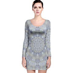 Flower Lace In Decorative Style Long Sleeve Velvet Bodycon Dress by pepitasart