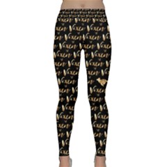 Hotwife Vixen With Butterfly In Gold On Black Classic Yoga Leggings by MakeaStatementClothing