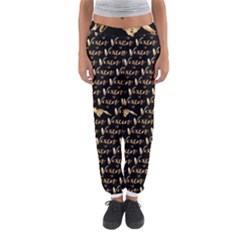 Hotwife Vixen With Butterfly In Gold On Black Women s Jogger Sweatpants by MakeaStatementClothing