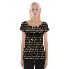 Hotwife Vixen With Butterfly In Gold On Black Cap Sleeve Tops by MakeaStatementClothing