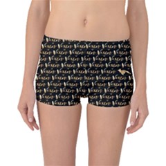 Hotwife Vixen With Butterfly In Gold On Black Boyleg Bikini Bottoms