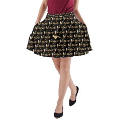 Hotwife Vixen With Butterfly In Gold On Black A-line Pocket Skirt by MakeaStatementClothing