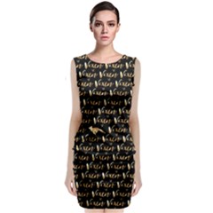 Hotwife Vixen With Butterfly In Gold On Black Classic Sleeveless Midi Dress by MakeaStatementClothing