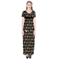 Hotwife Vixen with Butterfly in Gold on Black Short Sleeve Maxi Dress View1