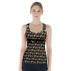 Hotwife Vixen With Butterfly In Gold On Black Racer Back Sports Top by MakeaStatementClothing