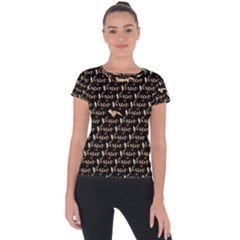 Hotwife Vixen With Butterfly In Gold On Black Short Sleeve Sports Top  by MakeaStatementClothing