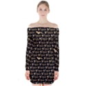 Hotwife Vixen with Butterfly in Gold on Black Long Sleeve Off Shoulder Dress View1