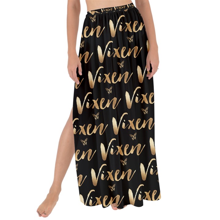 Hotwife Vixen with Butterfly in Gold on Black Maxi Chiffon Tie-Up Sarong