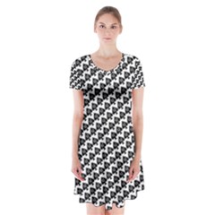 Hotwife Queen Of Spades Motif On White Short Sleeve V-neck Flare Dress