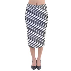 Hotwife Queen Of Spades Motif On White Velvet Midi Pencil Skirt