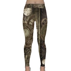 Stemapunk Design With Clocks And Gears Classic Yoga Leggings by FantasyWorld7