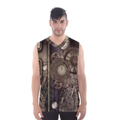 Stemapunk Design With Clocks And Gears Men s Basketball Tank Top by FantasyWorld7