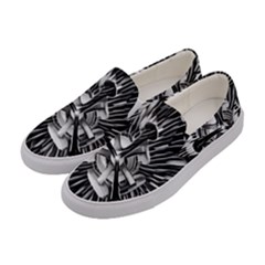 Black And White Passion Flower Passiflora Floral Women s Canvas Slip Ons by yoursparklingshop