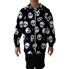 Skull, Spider And Chest  - Halloween Pattern Hooded Wind Breaker (kids) by Valentinaart