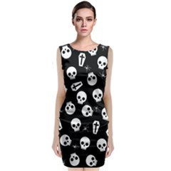 Skull, Spider And Chest  - Halloween Pattern Classic Sleeveless Midi Dress by Valentinaart