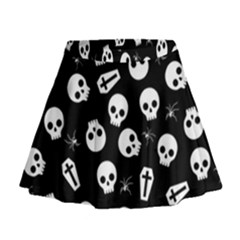 Skull, Spider And Chest  - Halloween Pattern Mini Flare Skirt by Valentinaart