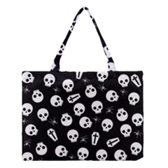 Skull, Spider And Chest  - Halloween Pattern Medium Tote Bag by Valentinaart