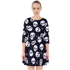 Skull, Spider And Chest  - Halloween Pattern Smock Dress