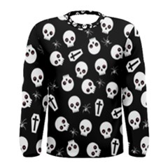 Skull, Spider And Chest  - Halloween Pattern Men s Long Sleeve Tee by Valentinaart