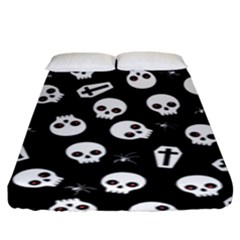 Skull, Spider And Chest  - Halloween Pattern Fitted Sheet (king Size) by Valentinaart