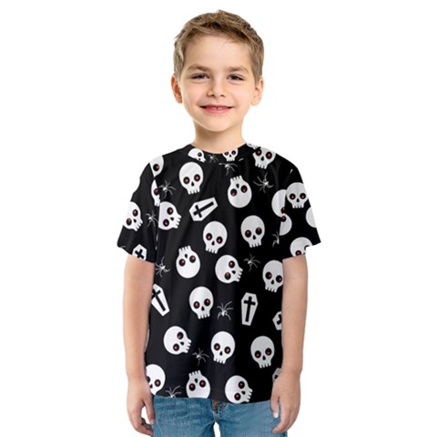 Skull, Spider And Chest  - Halloween Pattern Kids  Sport Mesh Tee by Valentinaart