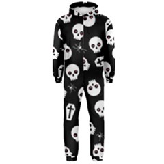 Skull, Spider And Chest  - Halloween Pattern Hooded Jumpsuit (men)  by Valentinaart